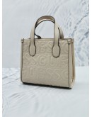 GUESS SILVANA MINI TOTE BAG IN WHITE LEATHER WITH STRAP