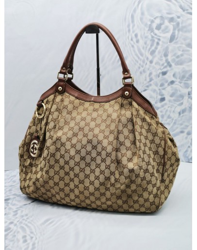 GUCCI SUKEY LARGE TOTE SHOUDLER BAG IN BROWN GG CANAVS