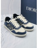 CHRISTIAN DIOR B27 LOW-TOP SNEAKERS SIZE 40 IN CALFSKIN LEATHER WITH BEIGE AND BLACK DIOR OBLIQUE JACQUARD -FULL SET-