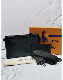 2023 MICROCHIP LOUIS VUITTON GASTON WEARABLE WALLET WITH ADJUSTABLE STRAP IN BLACK MONOGRAM SHADOW COWHIDE LEATHER -FULL SET-  