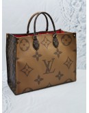 2019 LOUIS VUITTON ON THE GO GM TOTE HANDLE BAG IN BROWN MONOGRAM REVERSE -FULL SET-