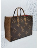 2019 LOUIS VUITTON ON THE GO GM TOTE HANDLE BAG IN BROWN MONOGRAM REVERSE -FULL SET-
