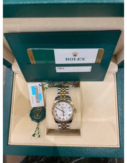 (UNUSED) ROLEX LADY DATEJUST REF 178273 HALF 18K 750 ROSE GOLD SNOWFLAKE ROMAN DIAL 31MM AUTOMATIC YEAR 2016 WATCH -FULL SET-