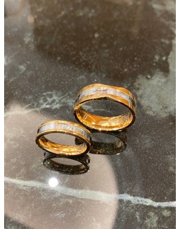 (RAYA SALE) LOVE & CO COUPLE RING DIAMOND 18K 750 ROSE GOLD AND 18K 750 WHITE GOLD SIZE 49 SIZE 55 