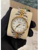 (BRAND NEW) ROLEX OYSTER PERPETUAL DATEJUST ARCTIC SNOWFLAKE WHITE DIAMOND DIAL 18K HALF GOLD 36MM AUTOMATIC YEAR 2019 WATCH -FULL SET- 