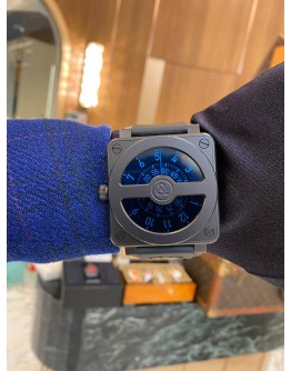 (RAYA SALE) BELL & ROSS BR 01-92 COMPASS MYSTERIOUS TIME BLUE DIAL LIMITED TO GLOBAL 100 PIECES 46MM AUTOMATIC YEAR 2018 WATCH -FULL SET-