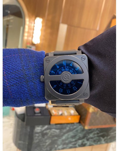 (RAYA SALE) BELL & ROSS BR 01-92 COMPASS MYSTERIOUS TIME BLUE DIAL LIMITED TO GLOBAL 100 PIECES 46MM AUTOMATIC YEAR 2018 WATCH -FULL SET-