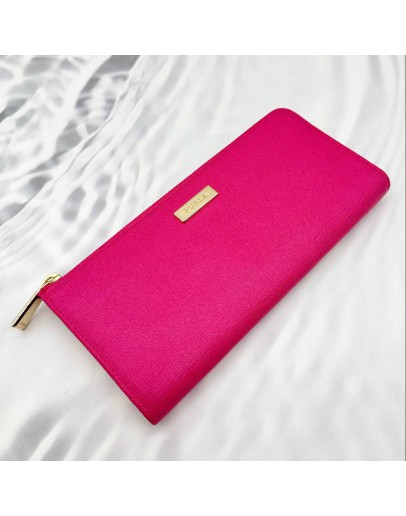 (RAYA SALE) FURLA MAGENTA LEATHER PINK WALLET WITH GOLD HARDWARE 