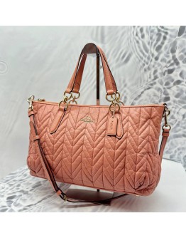 (RAYA SALE ) COACH ALLY SATCHEL QUILTED PINK LEATHER  WITH STRAP 