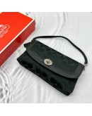(BRAND NEW) COACH SIGNATURE BLACK CANVAS / LEATHER TRIM SMALL SHOULDER BAG