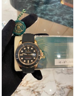 (BRAND NEW) ROLEX YACHT-MASTER 40 REF 126655 18K 750 EVEROSE GOLD BLACK DIAL 40MM AUTOMATIC YEAR 2021 WATCH -FULL SET-