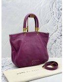 (RAYA SALE) MARC BY MARC JACOBS TOO HOT TO HANDLE TOTE TOP HANDLE BAG WITH STRAP IN DARK PURPLE PEBBLED LEATHER