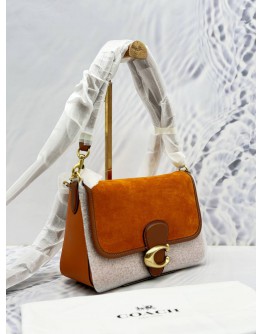 (BRAND NEW) COACH SOFT TABBY SHOULDER AND CROSSBODY BAG IN ORANGE SUEDE LEATHER