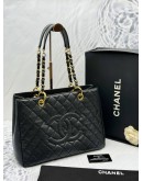 (RAYA SALE) CHANEL GST GRAND SHOPPING TOTE BAG IN BLACK CAVIAR LEATHER YEAR 2014 -FULL SET-