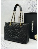 (RAYA SALE) CHANEL GST GRAND SHOPPING TOTE BAG IN BLACK CAVIAR LEATHER YEAR 2014 -FULL SET-