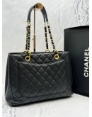 (RAYA SALE) CHANEL GST GRAND SHOPPING TOTE BAG IN BLACK CAVIAR LEATHER YEAR 2014 -FULL SET-