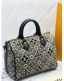 (RAYA SALE) (LIKE NEW) 2021 LIMITED EDITION LOUIS VUITTON JACQUARD SINCE 1854 SPEEDY BANDOULIERE 25 IN BLACK / WHITE MONOGRAM BLOSSOMS CANVAS -FULL SET-