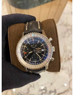 (UNUSED) BREITLING NAVITIMER GMT CHRONOGRAPH BLACK DIAL YEAR 2019 46MM AUTOMATIC WITH ORIGINAL FIRM -FULL SET-