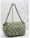 (RAYA SALE) CHANEL NYLON QUILTED TWEED ON STICH FLAP IN GREY SILVER CHAIN SHOULDER BAG
