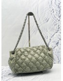 (RAYA SALE) CHANEL NYLON QUILTED TWEED ON STICH FLAP IN GREY SILVER CHAIN SHOULDER BAG