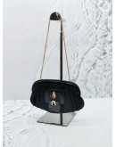 (RAYA SALE) TOD'S VINTAGE SMALL DINNER BAG IN BLACK NYLON / LEATHER GOLD CHAIN