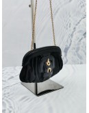 (RAYA SALE) TOD'S VINTAGE SMALL DINNER BAG IN BLACK NYLON / LEATHER GOLD CHAIN