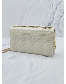 (RAYA SALE) 2022 CHRISTIAN DIOR MY DIOR MINI HANLDE FLAP BAG IN WHITE LATTE CANNAGE LAMBSKIN LEATHER WITH GOLD CHAIN
