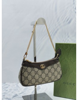 (UNUSED) 2024 MARCH GUCCI OPHIDIA GG CANVAS SMALL CHAIN SHOULDER BAG -FULL SET-
