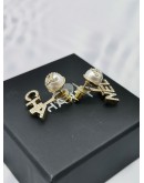 (BRAND NEW) 2023 CHANEL PIERCED EARRINGS BOUCLE D'OREILLES WHITE PEARL GOLD COLOR HARDWARE -FULL SET-   