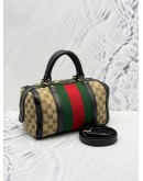 (RAYA SALE) GUCCI WEB JOY BOSTON TOP HANDLE BAG WITH STRAP IN BEIGE GG SUPREME CANVAS AND BROWN CALFSKIN LEATHER