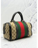 (RAYA SALE) GUCCI WEB JOY BOSTON TOP HANDLE BAG WITH STRAP IN BEIGE GG SUPREME CANVAS AND BROWN CALFSKIN LEATHER