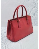 (RAYA SALE) PRADA GALLERIA MEDIUM DOUBLE ZIP TOTE HANDLE BAG IN RED SAFFIANO LEATHER WITH LEATHER STRAP 
