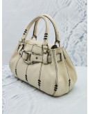 (RAYA SALE) (LIKE NEW) AIGNER BUCKLE PADLOCK IN OFF WHITE LEATHER HANDLE BAG 