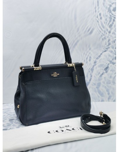 (RAYA SALE) COACH GRACE TOP HANDLE BAG IN BLACK PEBBLE LEATHER WITH LEATHER STRAP