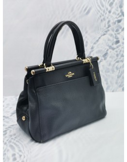 (RAYA SALE) COACH GRACE TOP HANDLE BAG IN BLACK PEBBLE LEATHER WITH LEATHER STRAP
