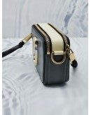 (RAYA SALE) MARC JACOBS BLACK / WHITE LEATHER SMALL CAMERA CROSSBODY BAG WITH DOUBLE ZIPPED