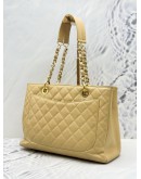 (RAYA SALE) CHANEL GST GRAND SHOPPING TOTE BAG IN BEIGE CAVIAR LEATHER YEAR 2013