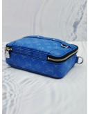 (RAYA SALE) (LIKE NEW) 2023 MICROCHIP LOUIS VUITTON ALPHA MESSENGER AGAVE BLUE TAIGA COWHIDE LEATHER AND MONOGRAM CANVAS BAG