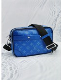 (RAYA SALE) (LIKE NEW) 2023 MICROCHIP LOUIS VUITTON ALPHA MESSENGER AGAVE BLUE TAIGA COWHIDE LEATHER AND MONOGRAM CANVAS BAG