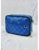 (RAYA SALE) (LIKE NEW) 2023 MICROCHIP LOUIS VUITTON ALPHA MESSENGER AGAVE BLUE TAIGA COWHIDE LEATHER AND MONOGRAM CANVAS BAG