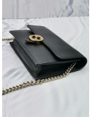 (RAYA SALE) GUCCI ICON GG INTERLOCKING WALLET ON CHAIN IN BLACK CALFSKIN LEATHER -FULL SET- 