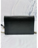 (RAYA SALE) GUCCI ICON GG INTERLOCKING WALLET ON CHAIN IN BLACK CALFSKIN LEATHER -FULL SET- 