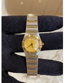 (RAYA SALE) OMEGA CONSTELLATION LADY DIAMOND DIAL HALF 18K 750 YELLOW GOLD REF 1262.15.00 22.5MM QUARTZ YEAR 2010 WATCH -FULL SET-