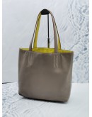 (RAYA SALE) HERMES DOUBLE SENSE 36 TOTE SHOULDER BAG SWIFT LEATHER YELLOW ETOUPE GREY