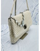 (RAYA SALE) MIU MIU WHITE MATELASSE LEATHER CRYSTAL SHOULDER BAG 