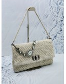 (RAYA SALE) MIU MIU WHITE MATELASSE LEATHER CRYSTAL SHOULDER BAG 