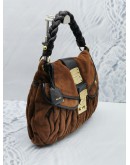 (RAYA SALE) MIU MIU COFFER BROWN MATELASSE SUEDE LEATHER AND BLACK LEATHER HOBO BAG