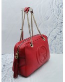 (RAYA SALE) GUCCI SOHO GOLD CHAIN SHOULDER BAG IN HOT RED CALFSKIN LEATHER