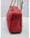 (RAYA SALE) GUCCI SOHO GOLD CHAIN SHOULDER BAG IN HOT RED CALFSKIN LEATHER