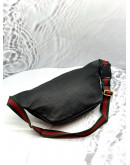 (LIKE NEW) GUCCI PRINTE SMALL BLACK LEATHER BUM BAG FANNY PACK 